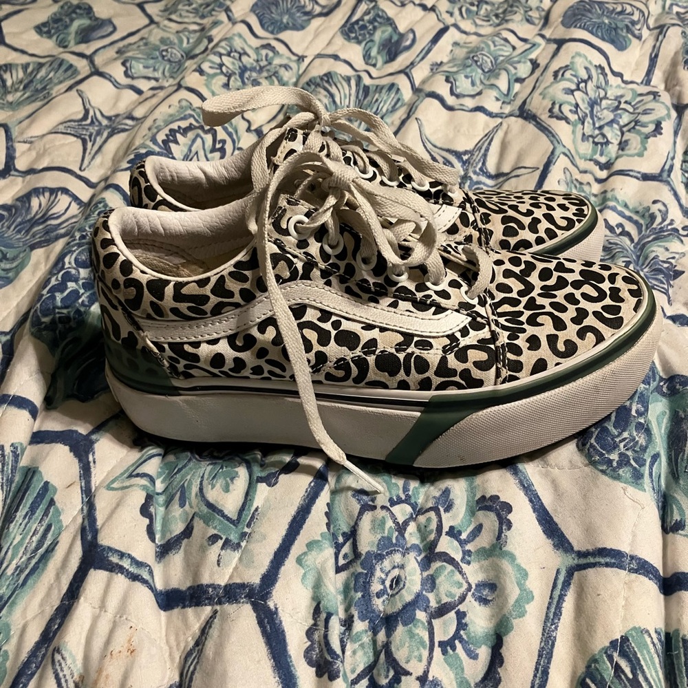 Vans Black and White Floral Athletic Shoes